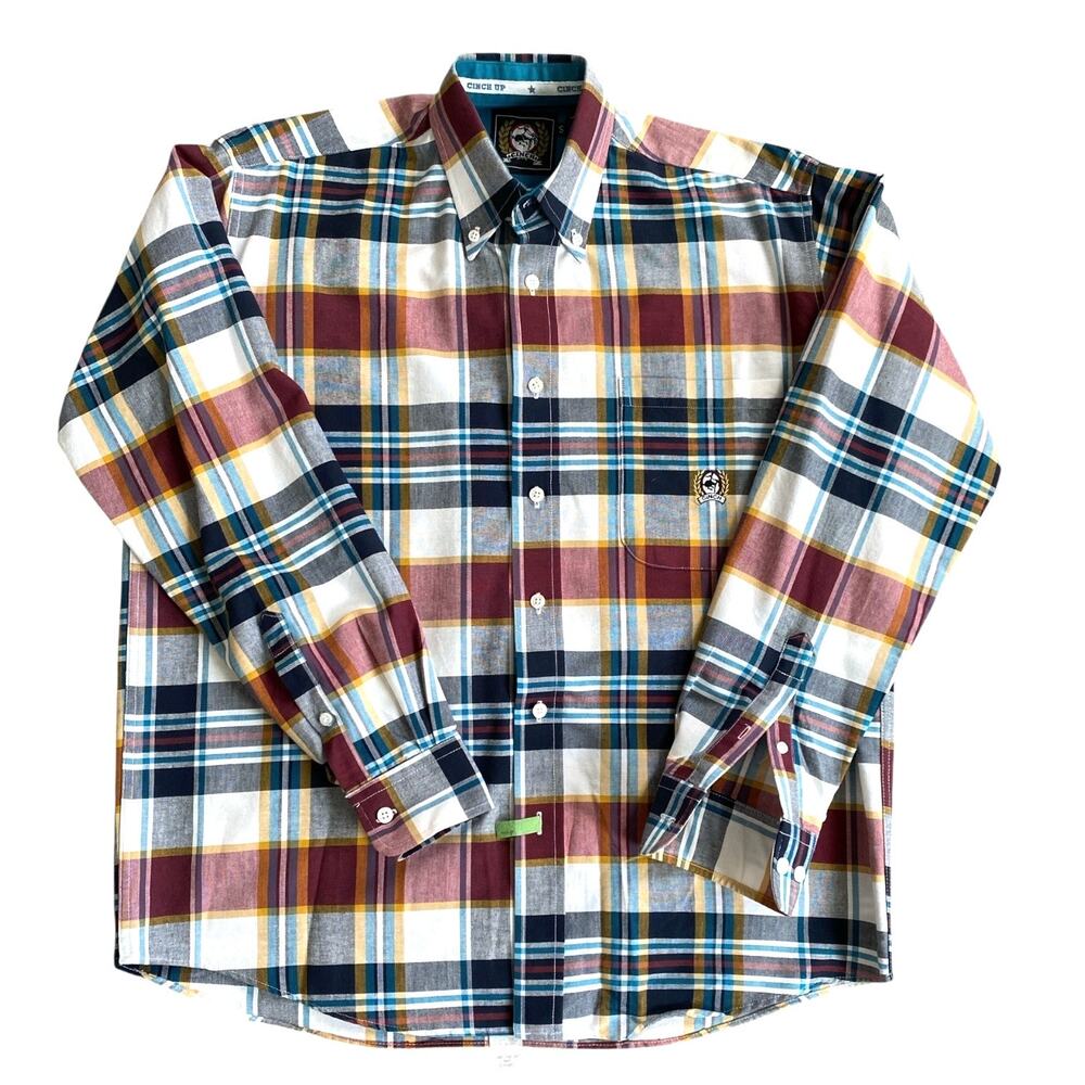 Vnt Cinch Miller Style Western Button Down Shirt Sz S Multi Plaid Long Sleeve